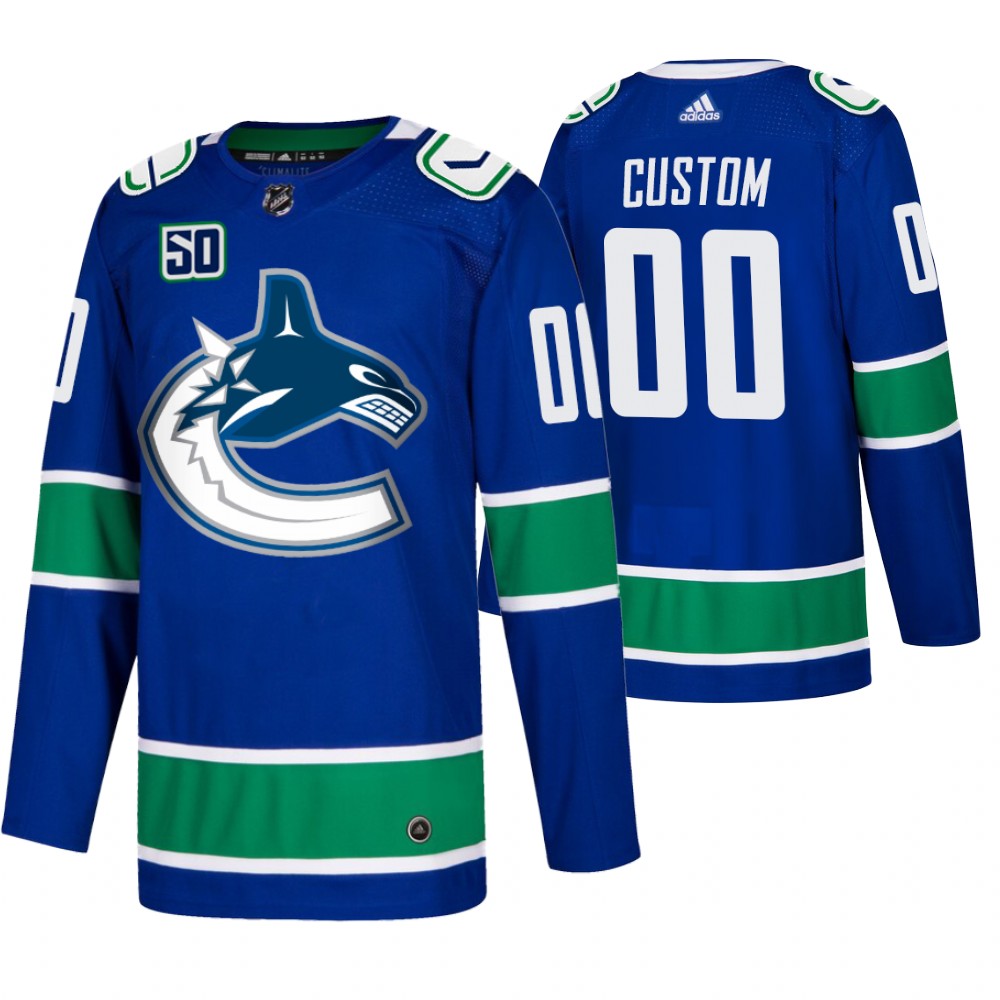 Men Vancouver Canucks Custom Adidas Blue 2019-20 Home Authentic NHL Jersey